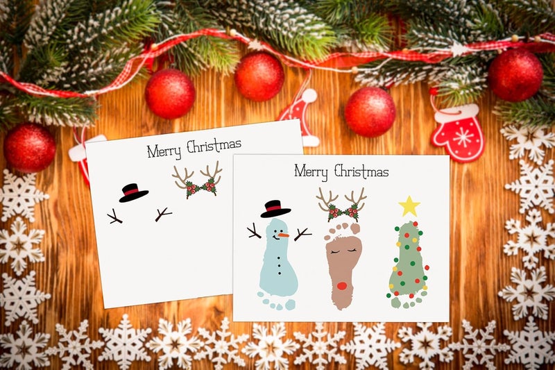 QOFO 10 Pcs Christmas Handprint Art Craft Bundle, 8.5x11 Inch Handprint Keepsake Kit for Family and Classroom, Memory Keepsake Crafts Activities, Christmas Home Decor, Winter Party Favors for Family-10 - Image 3